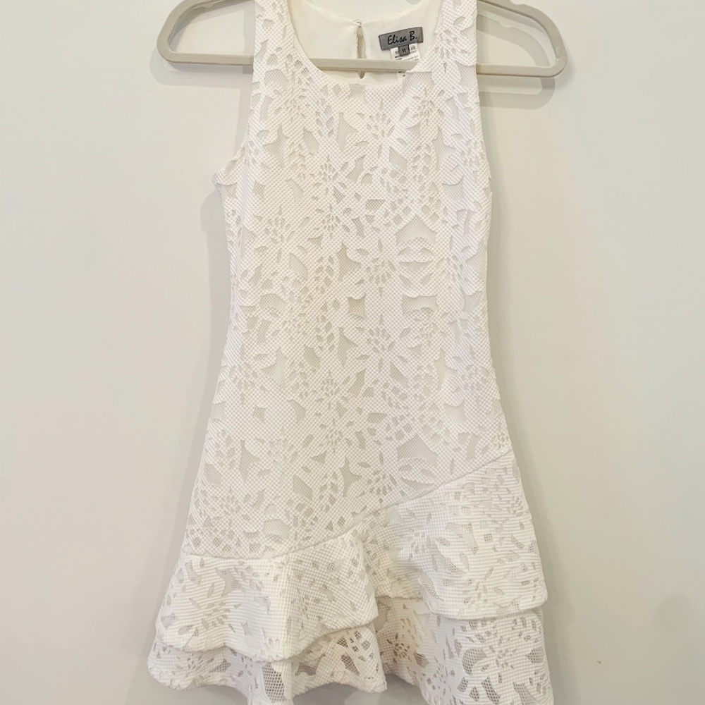 Girls white floral layered dress